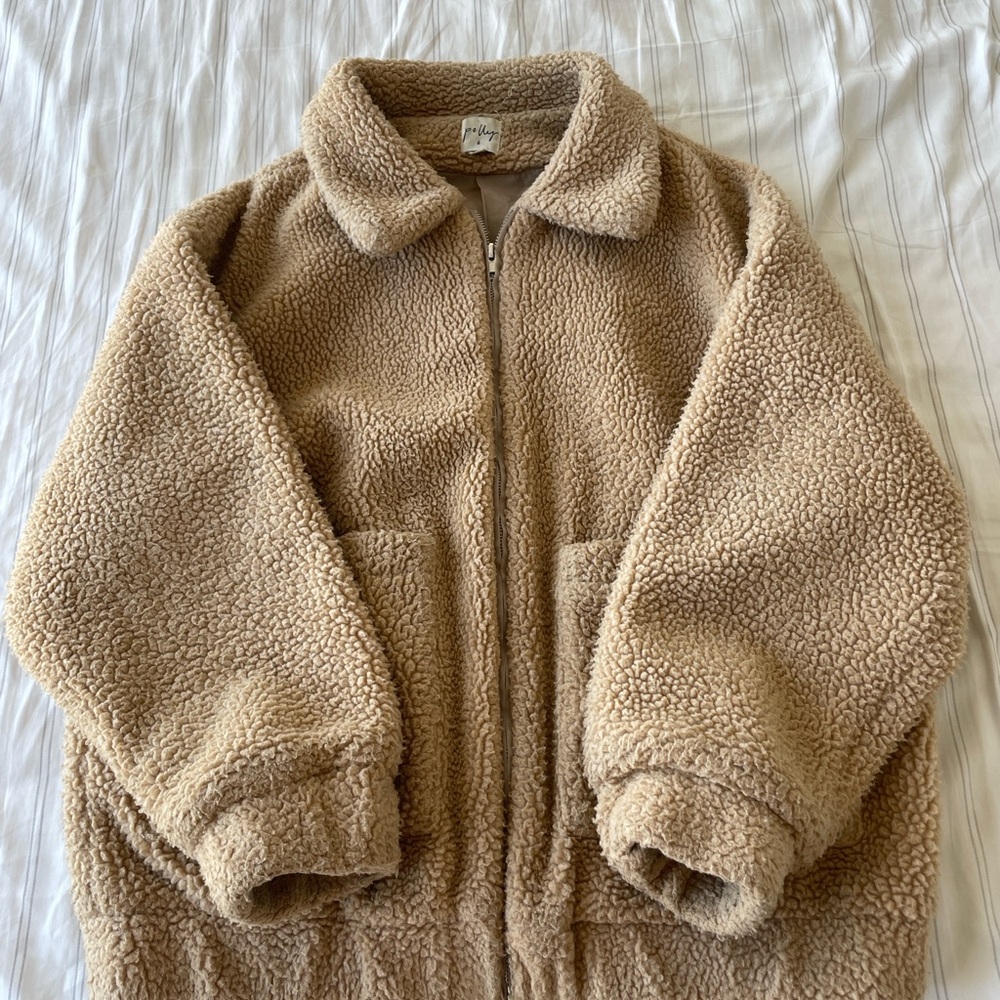 Princess Polly Cozy Tan Sherpa Jacket
